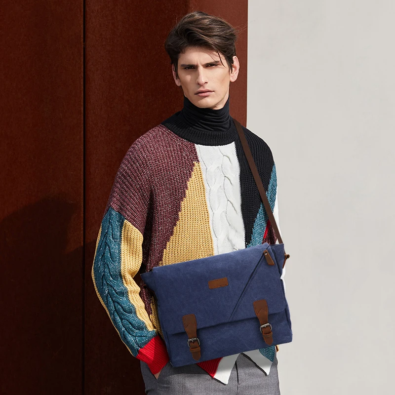 Scione Ретро холщовая многофункциональная сумка-мессенджер на плечо одноцветные