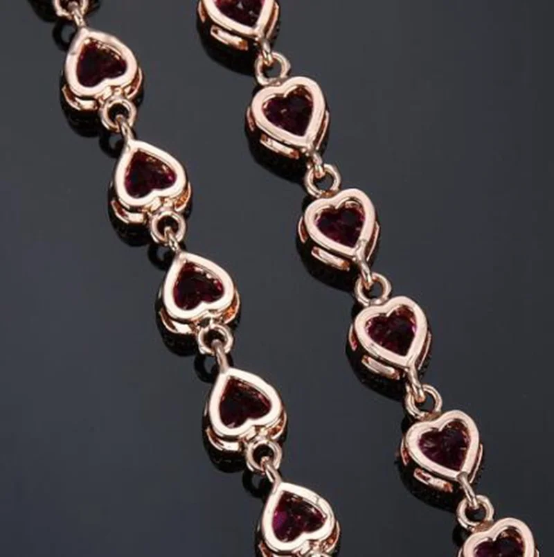 

Womens Bracelet Heart-shaped Rose Gold Color Gem Bracelet Charm Bracelet Wedding Banquet Jewelry Gift
