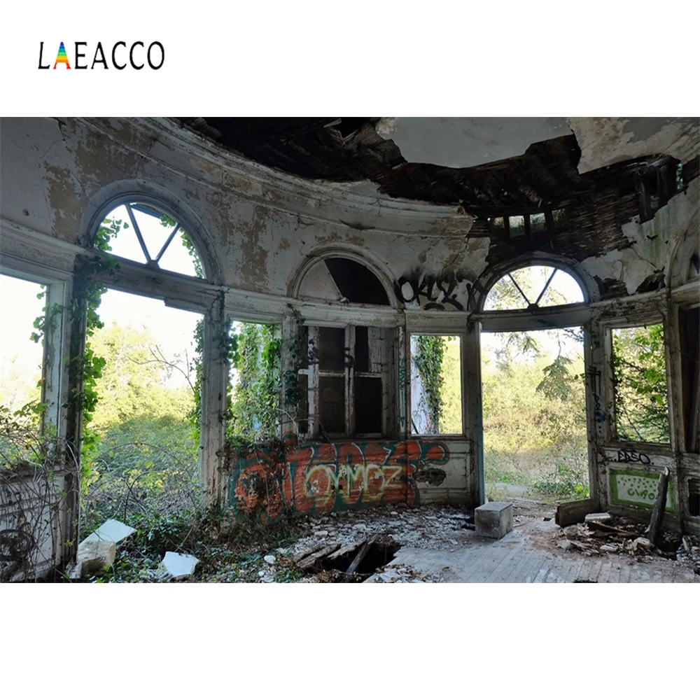 Laeacco старый дом гранж АРКА окна зеленый ротанг фотографии фоны индивидуальные фотографические фоны для фотостудии