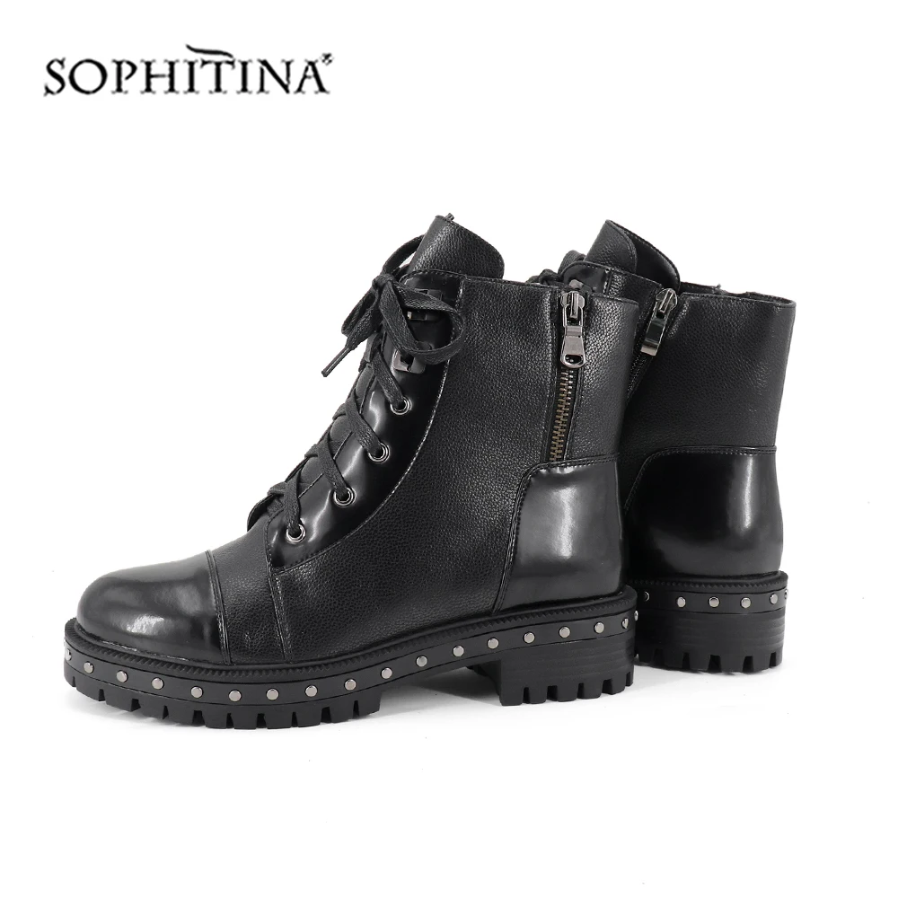 SOPHITINA/Удобные однотонные ботинки Модная дизайнерская обувь из коровьей кожи на