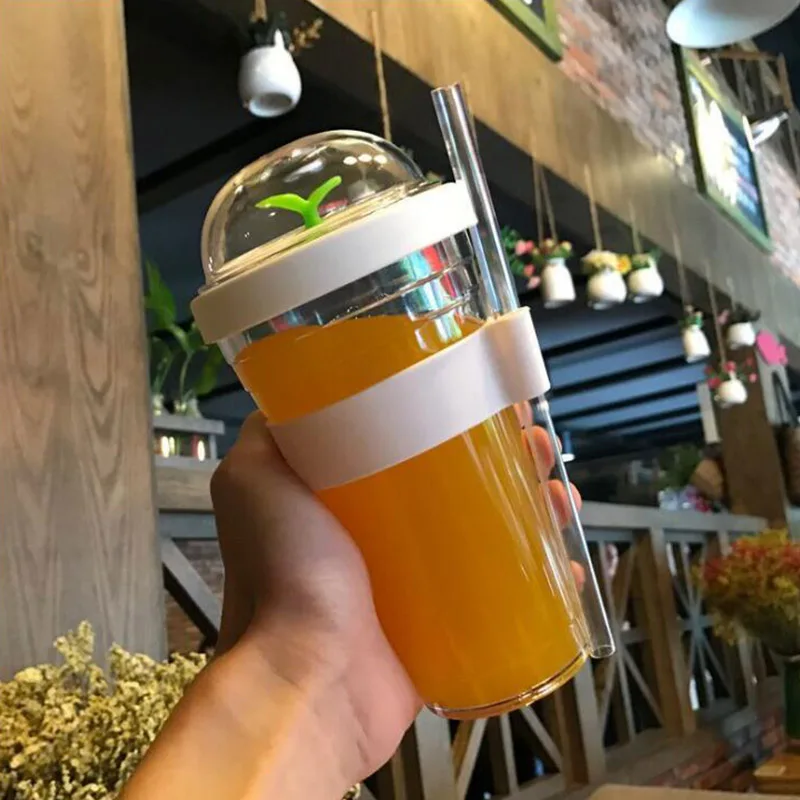 

Creative Foam Tea Cup, Portable Plastic Cup, Reusable Plastic Cup with Straw, for Bubble Tea Boba Tea Cup 12oz 16oz
