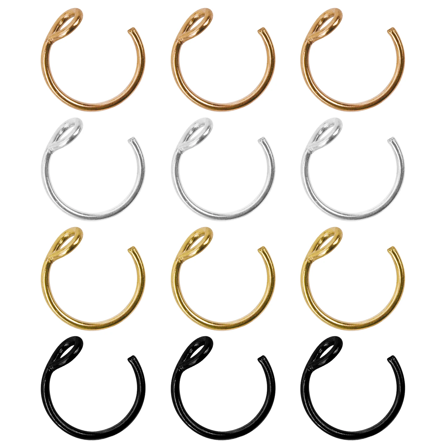 

6/9/12Pcs U Shaped Fake Nose Ring Hoop Septum Rings Stainless Steel Nose Piercing Fake Piercing Oreja Pircing Jewelry Women Men