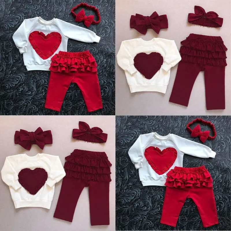 Imcute 3 шт. Дети детская одежда для малышки на осень с длинным рукавом хлопковый свитшот топы, штаны повязка на голову Костюмы наряды