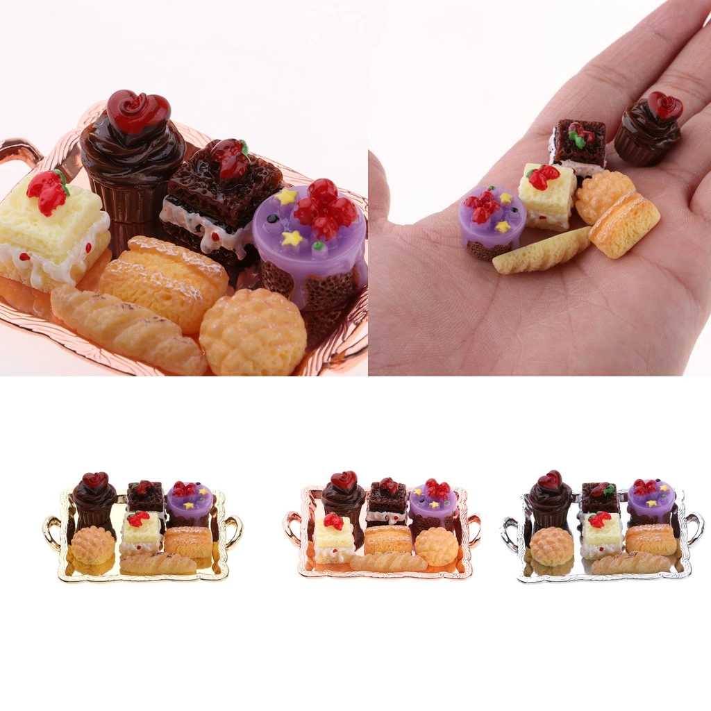 

1/12 Dollhouse Mini Dessert Cake Plate Role Play Children Toy For Kitchen