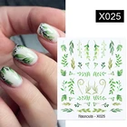 Наклейки для ногтей Harunouta, водные переводные наклейки с зелеными листьями для ногтей, весенний цветок, Бабочка, змея, декоративные переводные наклейки для дизайна ногтей, водяной знак