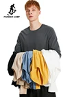 Мужская Однотонная футболка Pioneer Camp, Повседневная Однотонная футболка из чистого хлопка с длинным рукавом и круглым вырезом, ACT901278, 2019