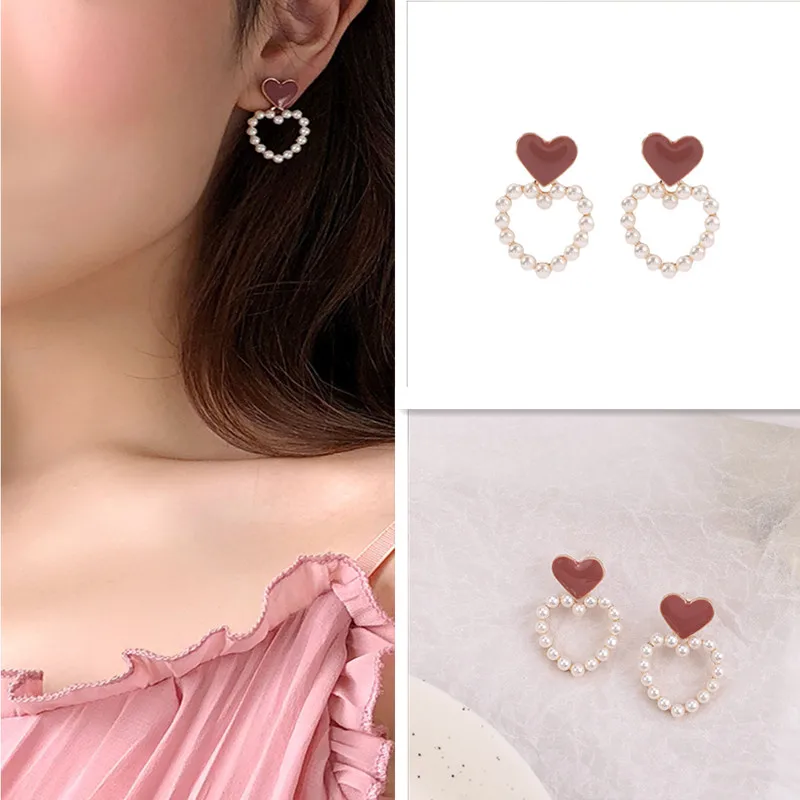 

Korean Jewelry Fashion Earrings for Women Love Simple Pearl Earrings Wild Sweet Romantic Fairy Temperament New Trend Ear Jewelry