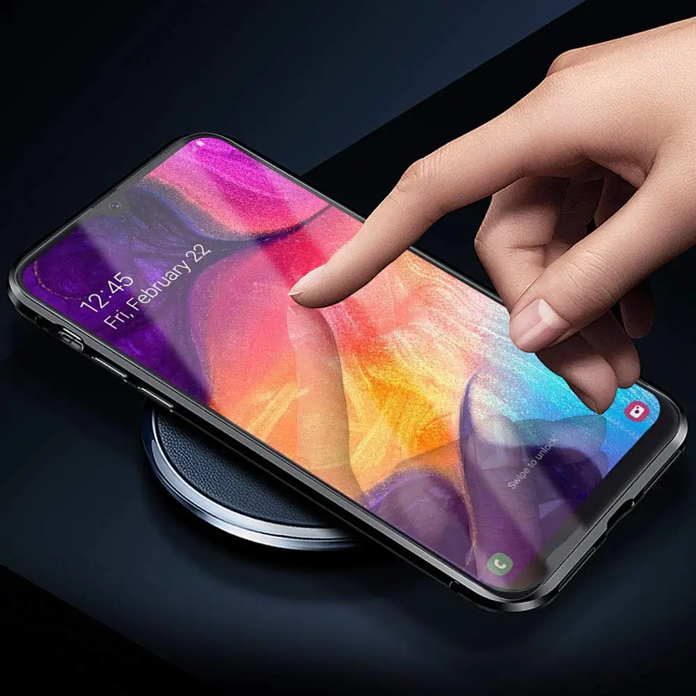 Magnetic case For samsung Galaxy m30s Double side tempered Glass cover on the For samsung a50 a30 a70 a20 a50s fundas capa coque