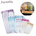 5 шт. Многоразовые Пакеты для бутылок с каменщиком, сумка для хранения орехов, конфет, печенья, сумка для хранения свежих продуктов, сумки на молнии, органайзер для кухни