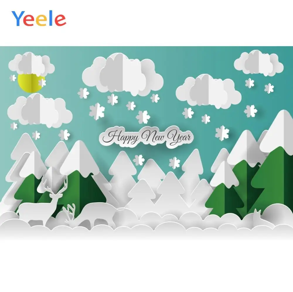Yeele новый год снег горы Рождество мультфильм вечерние украшения фотографический