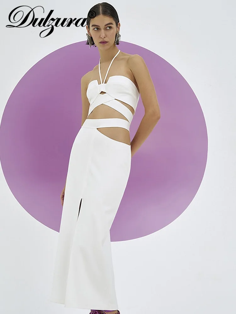 Dulzura/2022 летний женский комплект из 2 предметов укороченный топ на шнуровке с