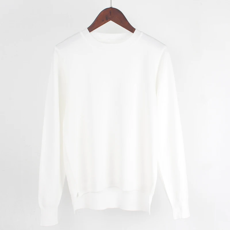 White 80978 GIGOGOU, карамельный цвет, Женский базовый свитер, круглый вырез, однотонный джемпер, топ, мягкий, уютный, вязанный, пуловер, свитер, с высоким низом, swetry damskie - Цвет: White 80978
