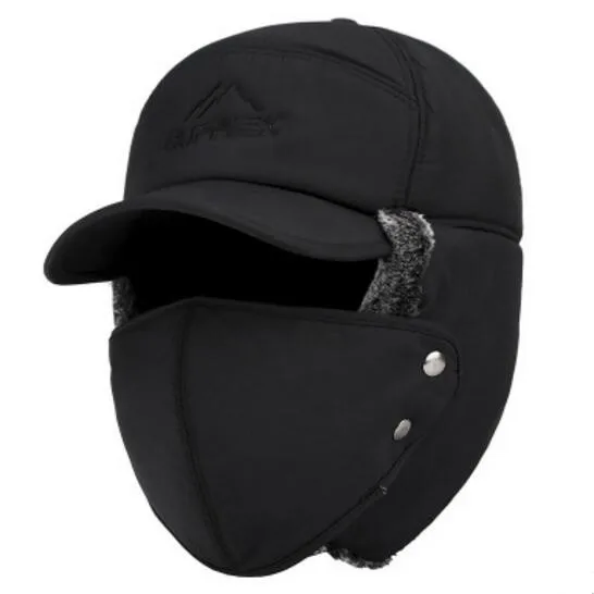 

Trend Winter Thermal Bomber Hats Men Women Fashion Ear Protection Face Windproof Ski Cap Velvet Thicken Couple Hat