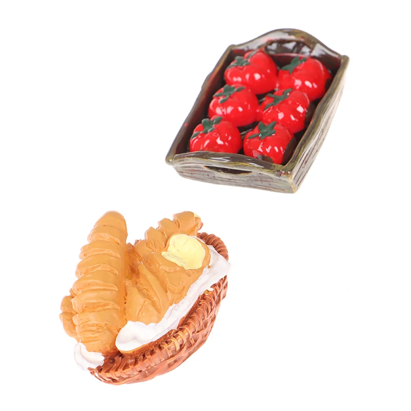 

1/12 Dollhouse Miniature Food Series French Bread Tomato Tray Matcha Cakes Candied Gourd on a Stick Model Kitchen Accessory