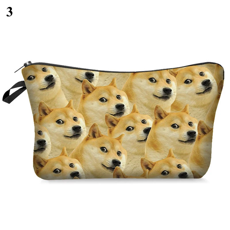 

3D Printed Cute Dog Pattern Makeup Bag Women Organizer Bag Protable Travelling Cosmetic Bag Waterproof Printing Beauty Bag Hot