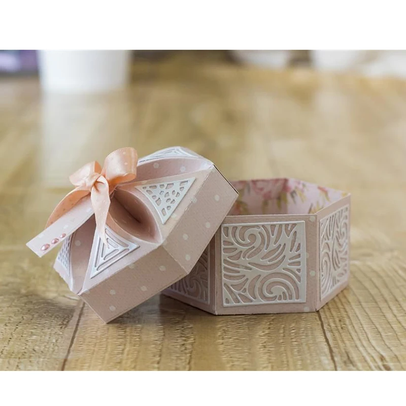 Изящная Шестигранная Подарочная коробка металлические Вырубные штампы складные