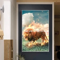 lion with fire animal canvas painting canvas print wall art picture for living room nordic home decor decoration frameless