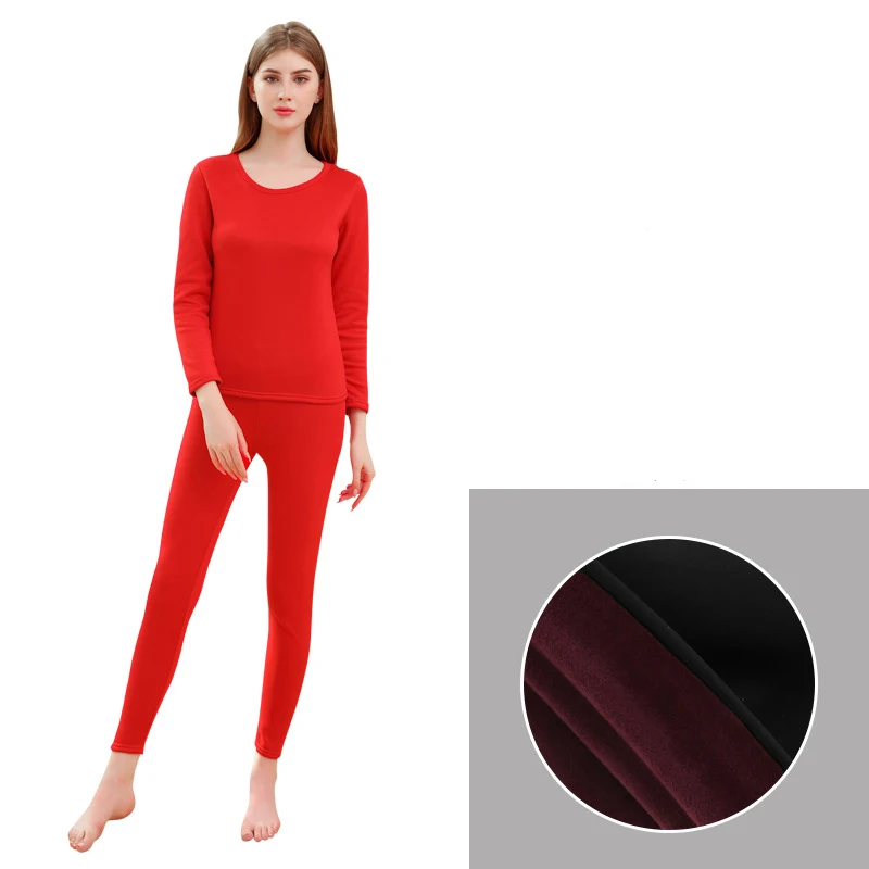 Lady big red 2 шт./компл. Long Johns Для мужчин зимняя женская обувь Термальность костюм мужской женский теплый Термальность нижнее белье Костюмы длинное нижнее белье зимнюю детскую одежду для сна - Цвет: Lady big red