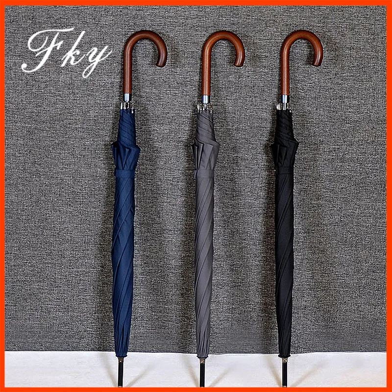 Новинка большие зонты ветронепроницаемый Полуавтоматический зонт с деревянной
