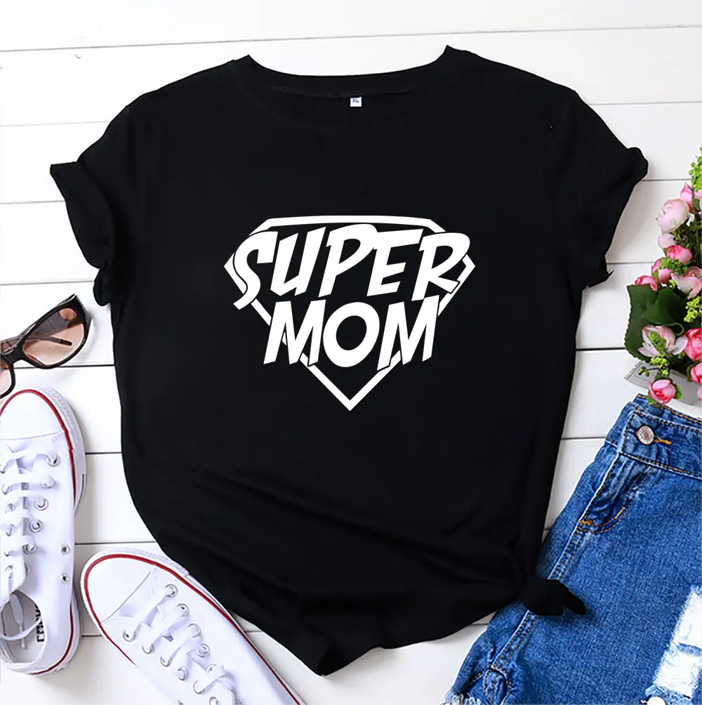 

2021 Oversized Summer T-shirt Women T-shirt 100% Cotton Mom Letter Print T-shirt O-neck Short Sleeve T-shirt Women Clothing Tops