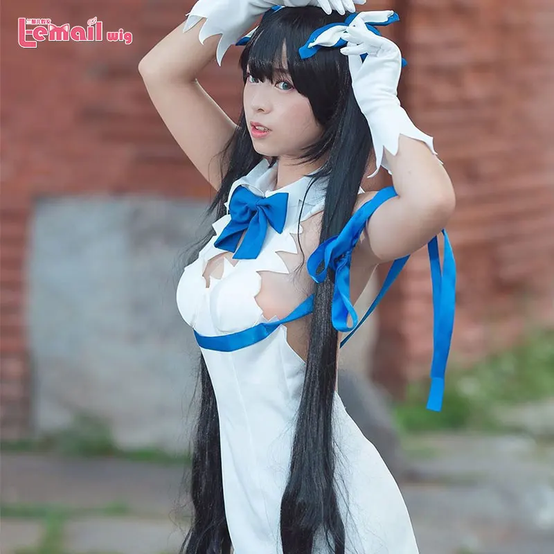 L-email парик меч Oratoria Hestia Kami Sama Косплей парики длинные черные свободные волнистые Хвосты Косплей парик синтетические волосы