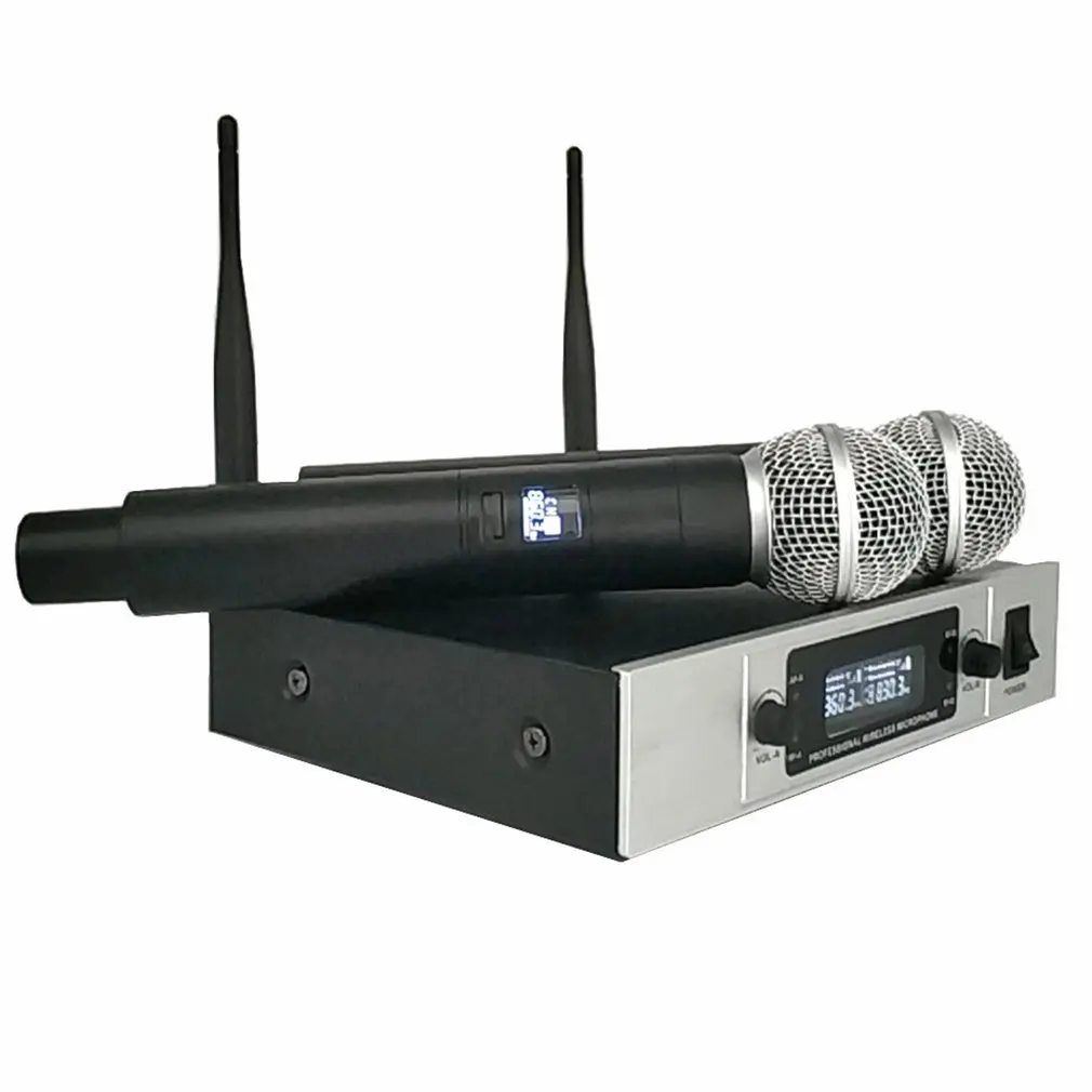 

Металлический ручной микрофон высокого качества для выступлений на сцене вечевечерние в стиле хип-хоп для дома KTV UHF профессиональный двойн...