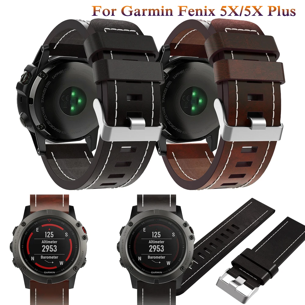 

26 мм плоский головной ремень для Garmin Fenix 5X/5X Plus Новый Модный деловой кожаный сменный ремешок для Garmin Fenix 6X