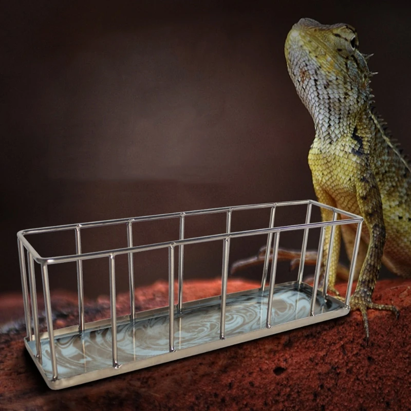 Нержавеющая сталь кормушка для рептилий чаша бассейна Черепаха Ящерица Геккон