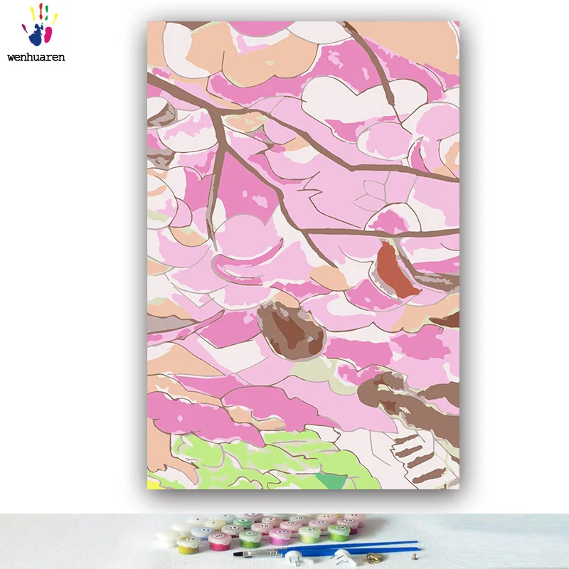 DIY картинки для раскраски по номерам с цветами абстрактный поезд к весне цветок