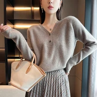 2021 woman winter 100 cashmere sweaters knitted pullovers jumper warm female v neck blouse long sleeve clothing