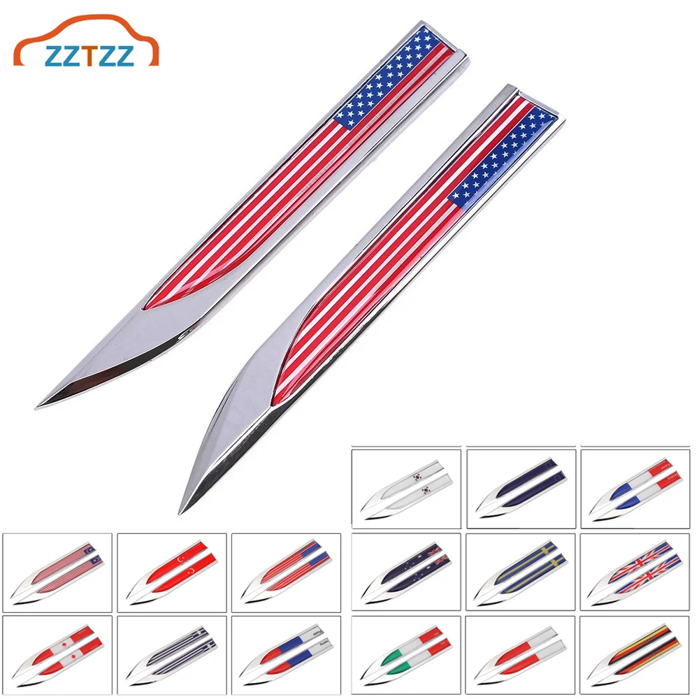 

1 Pair 3D Car Metal Sticker Aluminum Flag Car Body Trunk Logo Auto Motorcycle Personality Decoration Sticker Car Styling