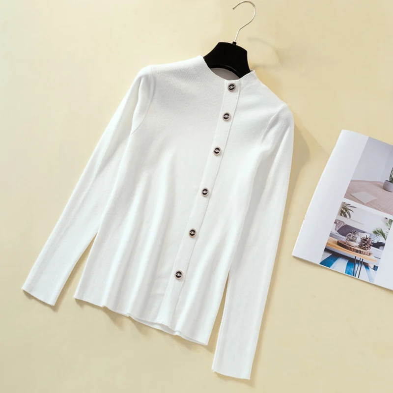 Winter Solid Knitted Women Sweaters And Long Sleeve turtleneck Vintage Pullovers Sueter Mujer Tops Korean Kawaii Button Jumper | Женская
