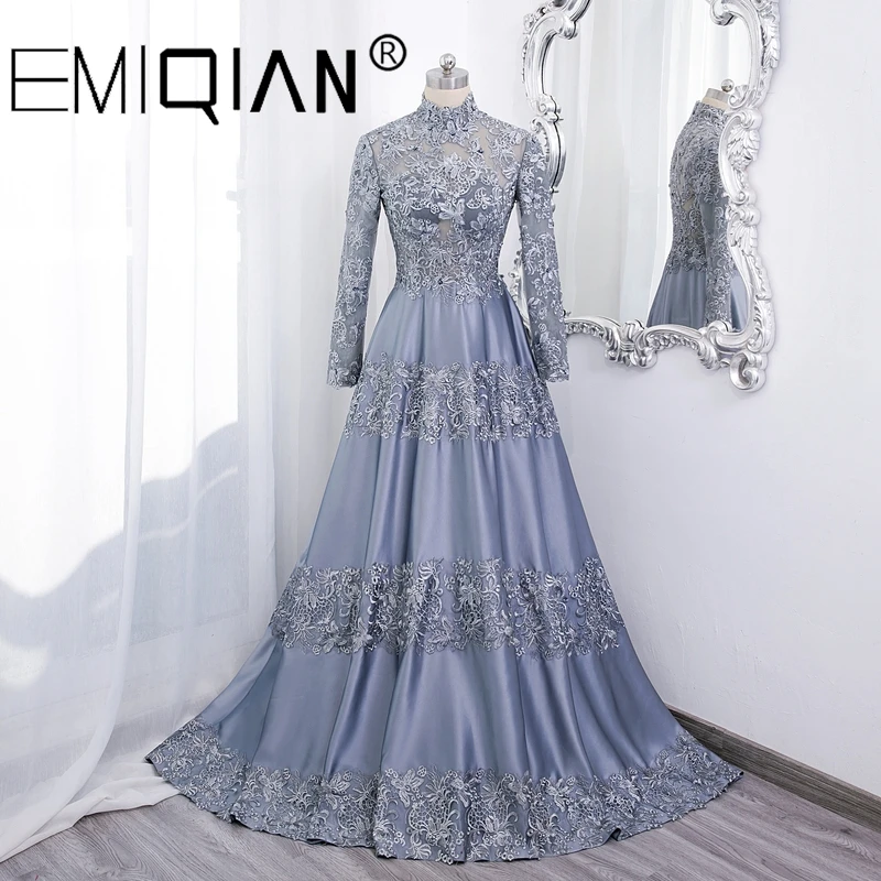 

Вечерние платья с высоким воротником и длинным рукавом 2022, женские вечерние платья в мусульманском стиле, специальные платья