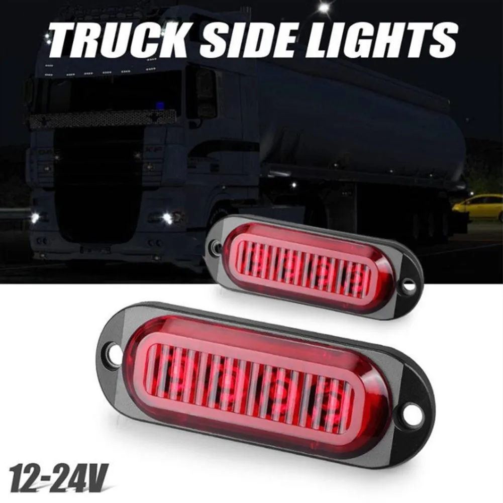 

2pcs DC 12V-24V Red LED Car Side Marker Lights ABS+PC Waterproof Warning Signal Lamp For Trailers Trucks Caravans RV Boat
