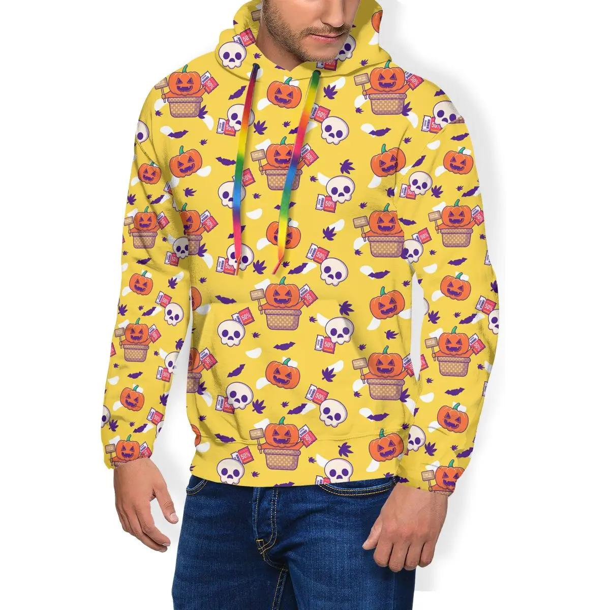 

Толстовки на Хэллоуин с изображением тыквы, черепа, забавная Осенняя толстовка из полиэстера, свободный крутой длинный пуловер, Толстовка д...