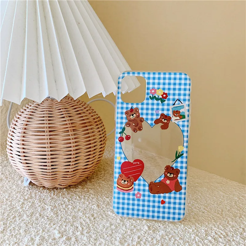 Милые прозрачные чехлы с рисунком медведя вишни для iPhone 11 Pro Max 7 8 Plus SE 2020 X XR XS