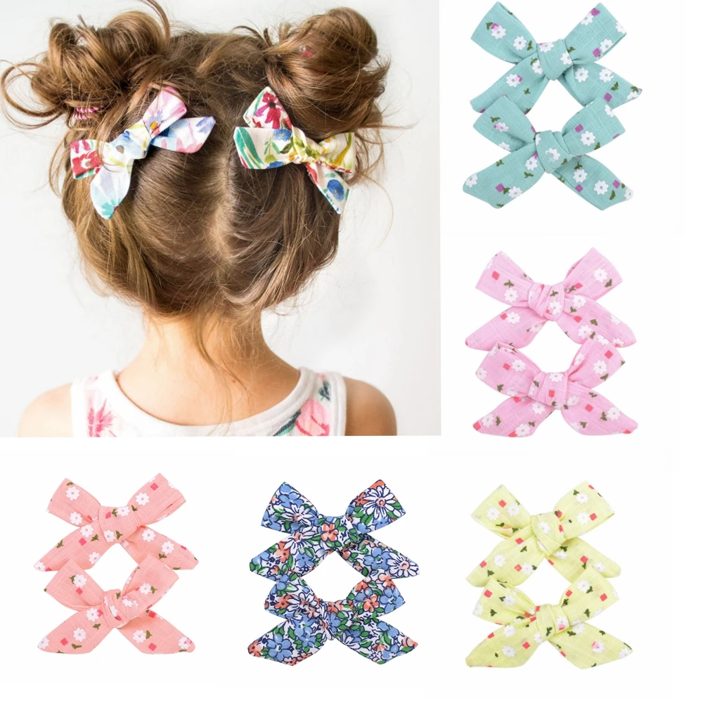 2 шт./компл. заколка для волос с принтом милой девушки банты неопреновые заколки