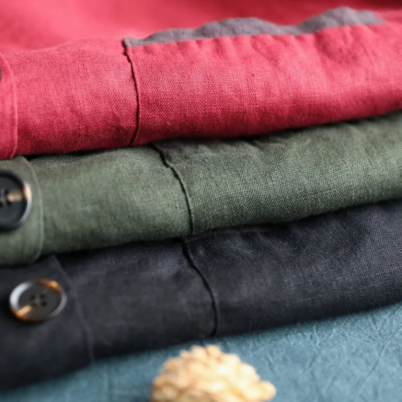 

Vintage Women Loose Fit Blazer Jacket Single Breasted Casual Linen Top Coat Long Sleeve Ladies Folk Blazers Suit Outerwear