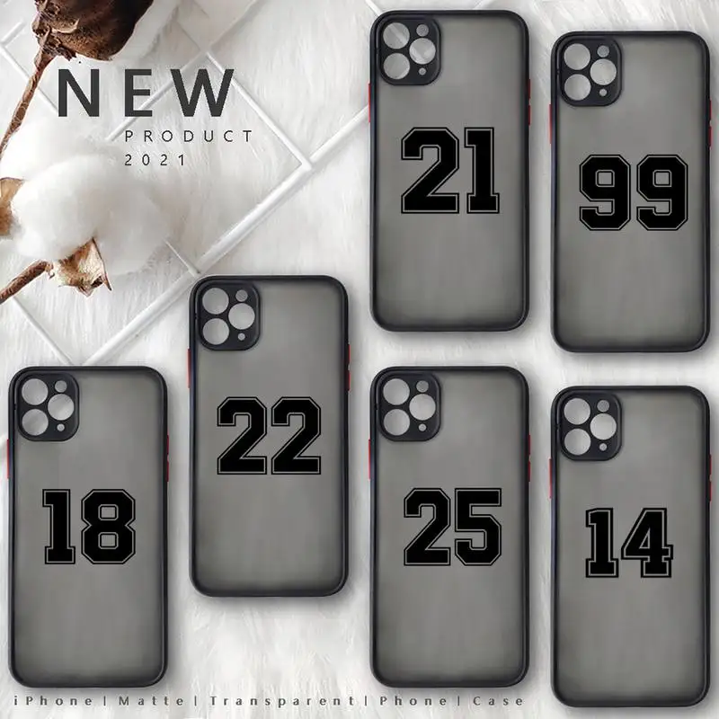 

Football Lucky number And letter Phone Case matte transparent For iphone 7 8 11 12 13 plus mini x xs xr pro max cover