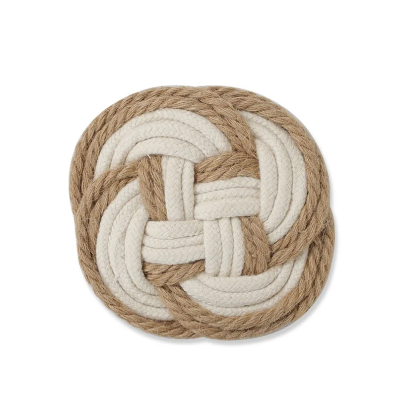 

Cotton Rope Placemat Hand Woven Dining Table Mats Kitchen Tableware Drink Coasters Pot Bowl Insulation Pad Minimalist Home Decor