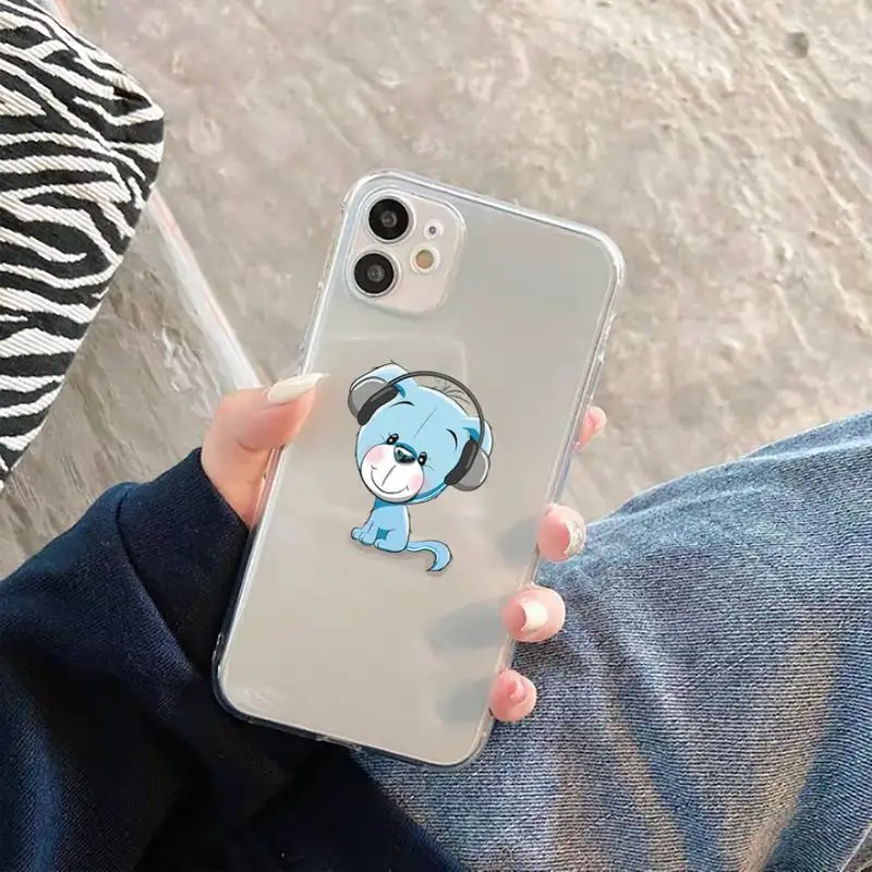 

Music-loving animals Phone Case Transparent Clear for iPhone 11 12 mini pro XS MAX 7 8 6 6S Plus X 5S SE 2020 XR