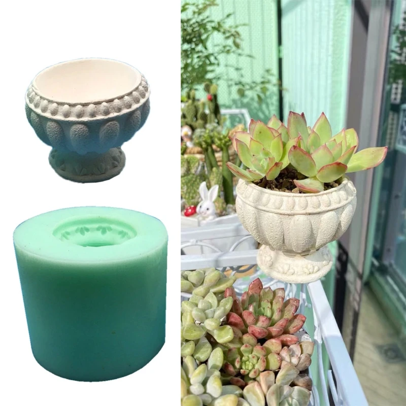 

Retro Flower Pot Epoxy Resin Silicone Mold 3D Roman Round Succulent Plant Planter Pot Mold Concrete Cement Plaster Molds