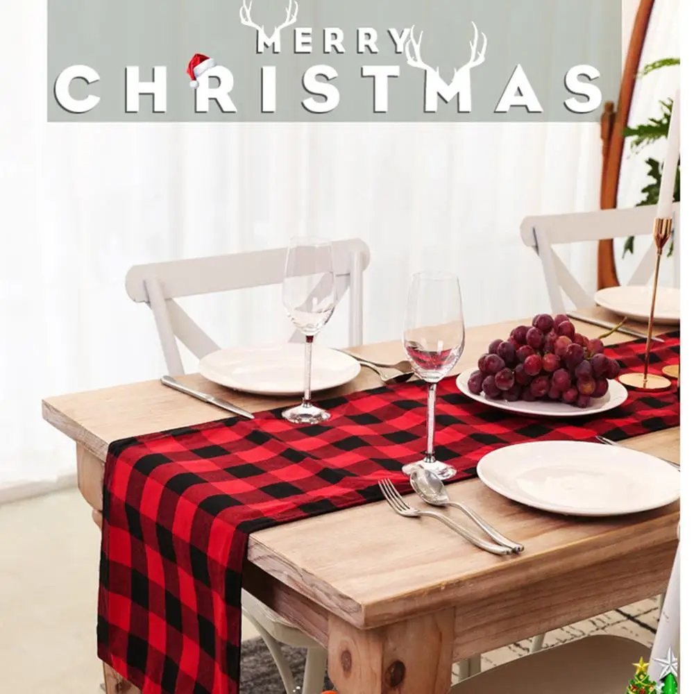 Рождественская скатерть в клетку тканевый коврик с рисунком Женский