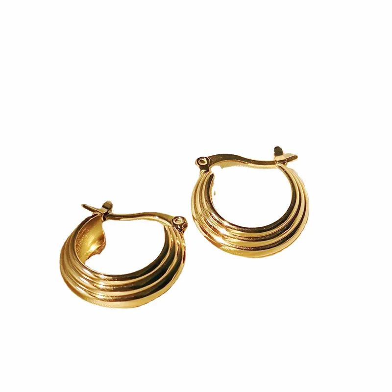 

HelloLook 18K Gold Plates Hoop Earring Luxury Closed Claps Circle Loop Stainless Steel Personalized Earrings