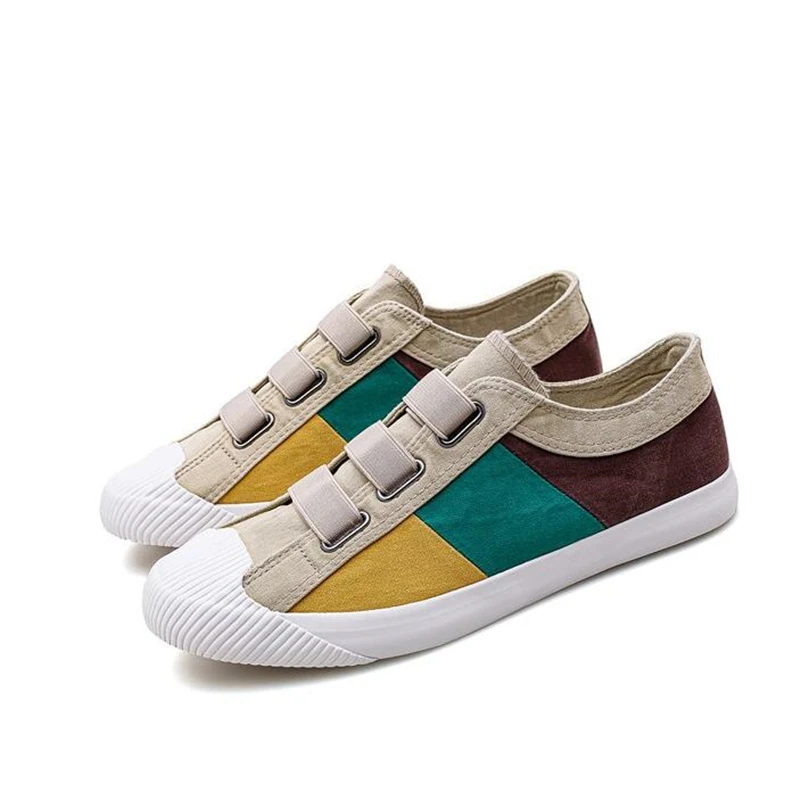 

Basic High Quality Mens Canvas Shoes Patchwork Rubber Mens Casual Shoes Lightweight Round Toe Male Sneakers Men Vulcanize Shoes