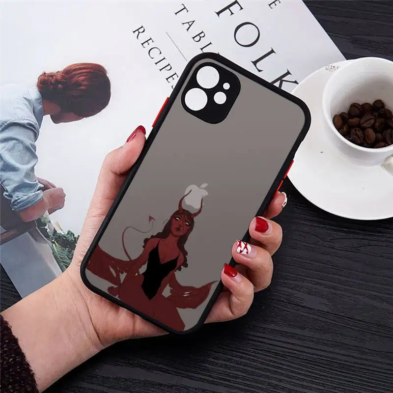 

Devil woman sexy girl Phone Case Transparent Matte for iPhone 7 8 11 12 s mini pro X XS XR MAX Plus cover funda