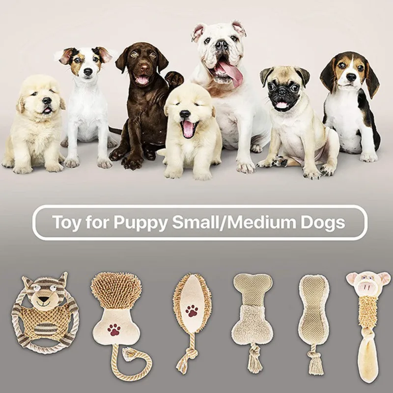 

Pet Plush Squeaky Toys Bite-Resistant Clean Chew Training Toy Soft Pet Animal Durable Braided Bone Rope Dog Supplies