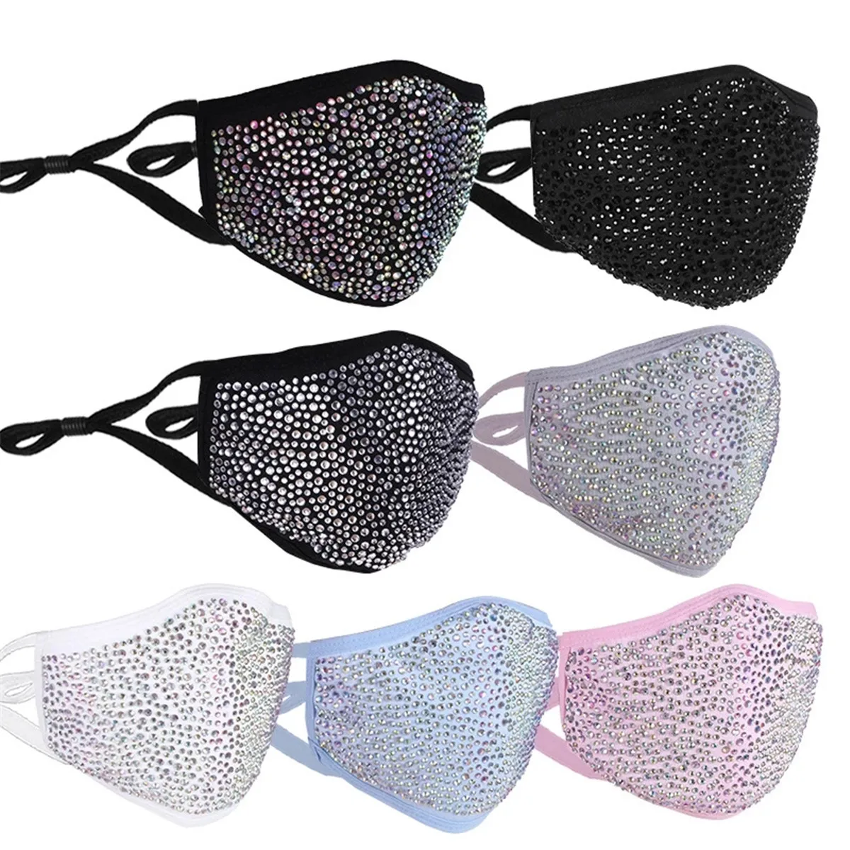 

Shiny Rhinestone Pearl Face Mask Decorations for Women Bling Elasticity Crystal Cover Face Jewelry Cosplay Decor Party Gift