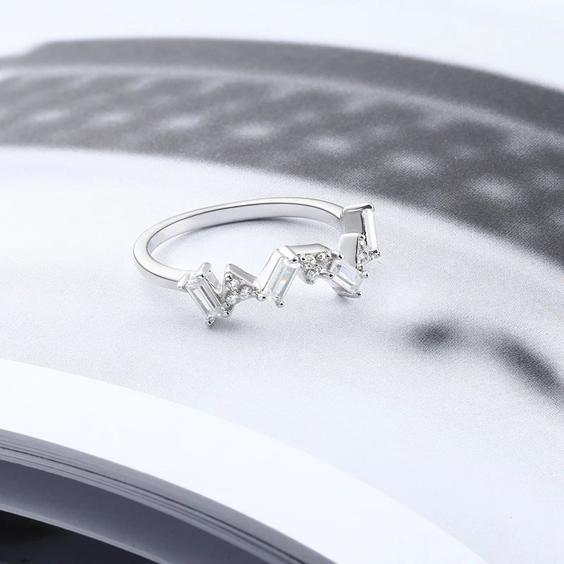 

Original silver jewelry Korean 925 wave pattern adjustable sparkle ring trend female ring33