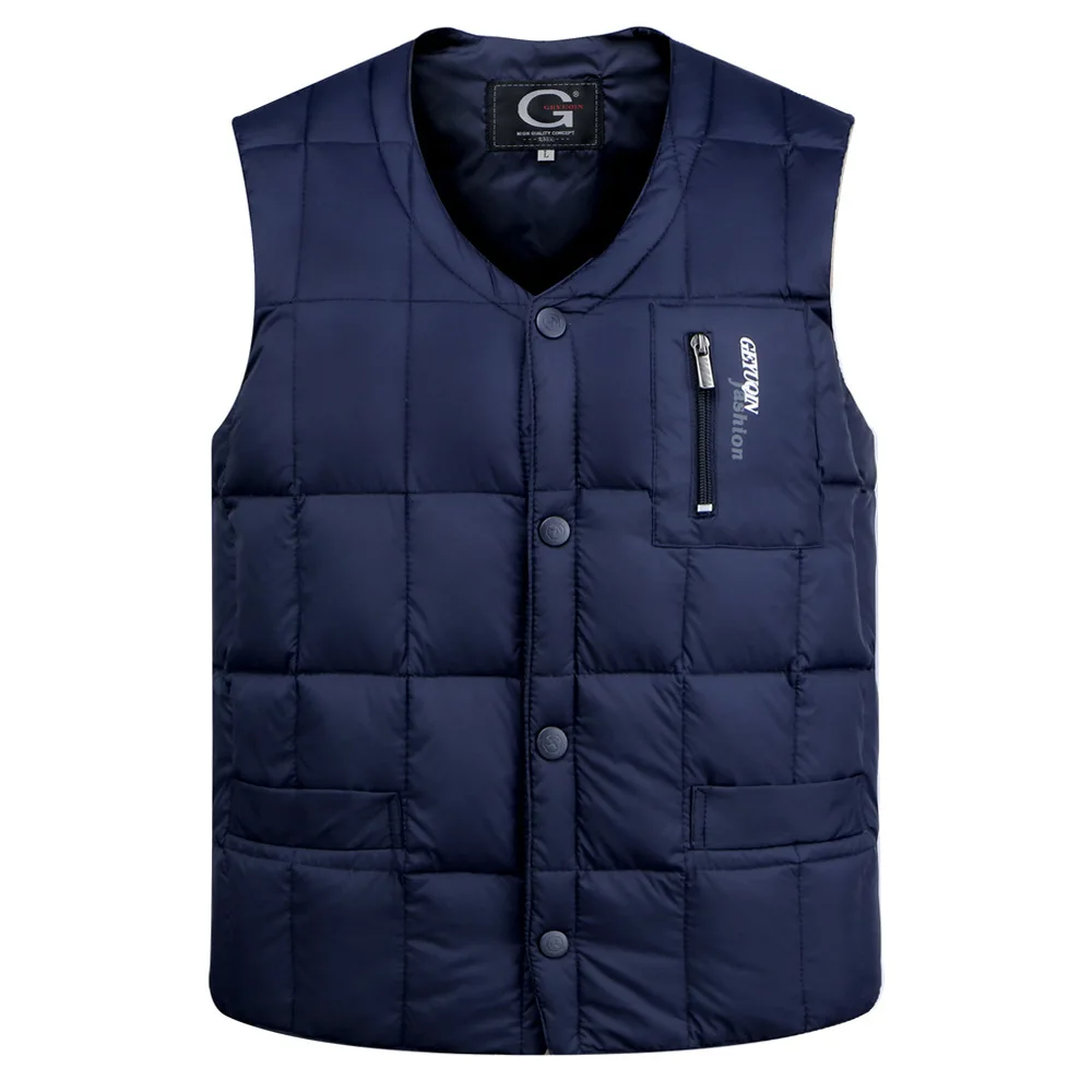 

White Duck Down Jacket Vest Men Autumn Winter Warm Waterproof Sleeveless Button Down Lightweight Waistcoat Casual Male